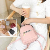 Mochila De Piel PU Para Mujer Pequeña Y Ligeramente Casual Con Cierre De Cremallera Capacidad Alta Mochila Escolar Mini Para Adolescentes - details 1