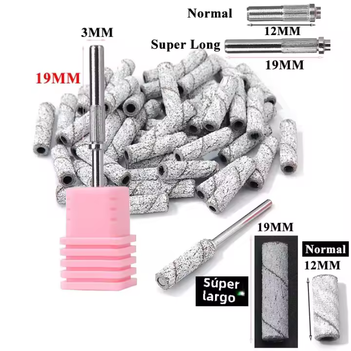 Kit De 50 Piezas De Bandas De Lijado Para Uñas Mini 3mm Con Brocas Y Mandril Accesorios Eléctricos Para Manicura Eliminador De Piel Muerta - 1