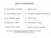 Reloj Mecánico Automático Para Hombre ONOLA 2022 Diseño Único De Lujo Con Incrustaciones De Diamante Resistente Al Agua Correa De Silicona Display Numerario Estilo Casual - details 4