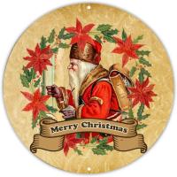 Merry Christmas Retro Placa De Metal Redonda Para Decoración De Pared Del Café Bar Garage Cocina Jardín Material De Hierro Antiguo - details 0
