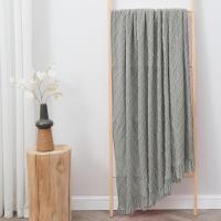 Manta con Borla, 180X127 cm Mantón de Cama,Plaid Cama, Manta con Flecos Suave y Acogedora,Manta de Viaje Ligera, Manta Decorativa para Sofá, Silla, Cama,Manta de Siesta-Gris - details 4