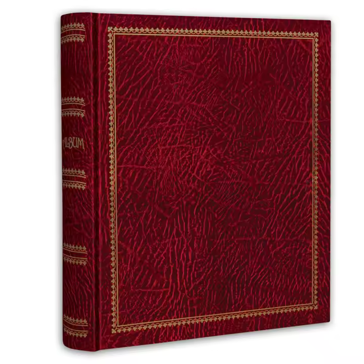 Álbum de fotos de anillas con páginas adhesivas para pegar fotos, tapa con clásica decoración dorada. Álbum coleccionable con 5 páginas adhesivas incluidas, posibilidad de añadir otras páginas, adhesivas o slip-in para conservar tus recuerdos y tus fotos - 1