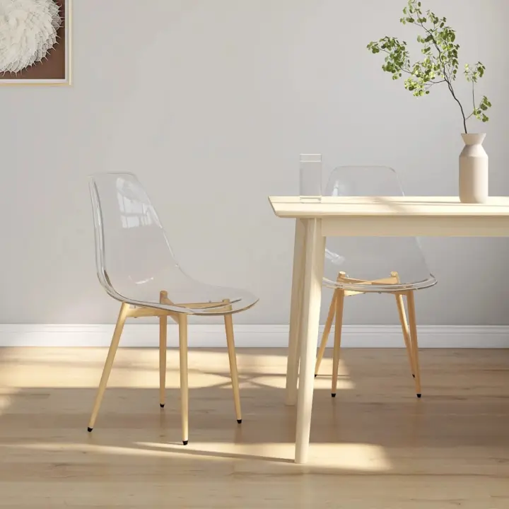 vidaXL Sillas de comedor unidades transparente PET en 2 uds o 4 uds | cómodas modernas ergonómicas para comedor cocina salón hogar - 1