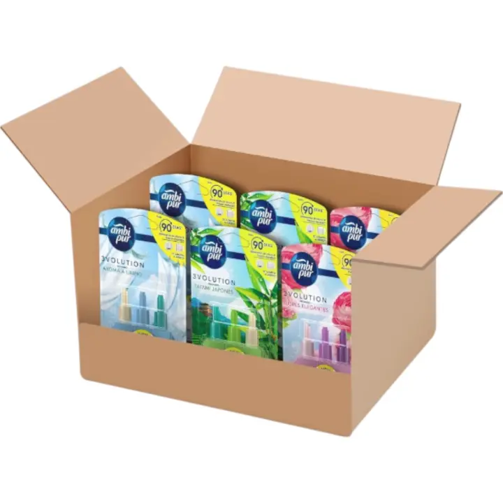 AMBIPUR 3VOLUTION Caja de 6 Recambios: 2 de Flores Elegantes, 2 de Tatami Japonés y 2 Aroma a Limpio 20 ml cada Recambio - 1