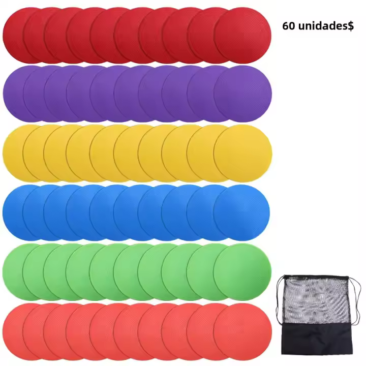 60pcs Tapetes De Entrenamiento De Fútbol 12cm Con Bolsillos De Malla Cuadrada Obstáculos Para Tenis Marcadores Planos - 1