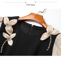 EVNISI Vestido Elegante Para Mujer Negro Con Bordado Y Flares Estilo Casual Slim Para Oficina Y Fiestas A-Linea Cuello O - details 13