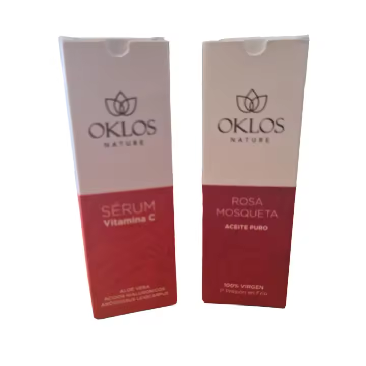 Oklos - Pack Rutina Antiedad Sérum Facial Vitamina C y Aceite de Rosa Mosqueta 30ml - 1