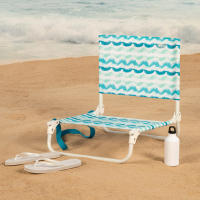 Aktive - Silla baja plegable de playa con respaldo, estructura de acero y asiento de poliéster, ligera y compacta, soporta hasta 110 kg, 47x48x50 cm, diseño azul, colección "Maldivas", sillas plegables - details 1