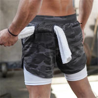 Shorts De Correr Para Hombre 2 En 1 Deporte Fitness Entrenamiento Secado Rápido Gimnasio Pantalones Cortos De Camuflaje - details 15