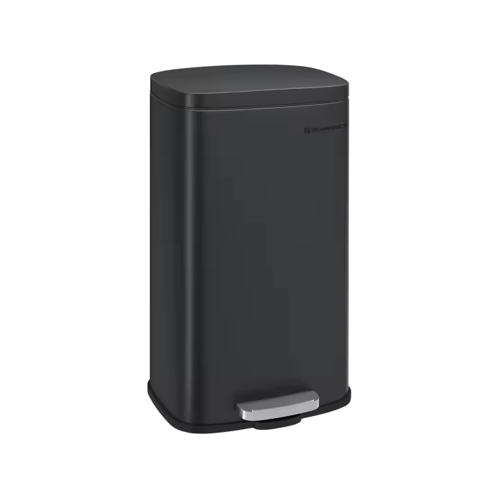 SONGMICS Cubo de Basura de Cocina 30 L, Basurero con Pedal, Contenedor con Tapa de Cierre Suave y Cubeta Interior, Acero, Gris Verdoso/Negro/Plata/Blanco - 1