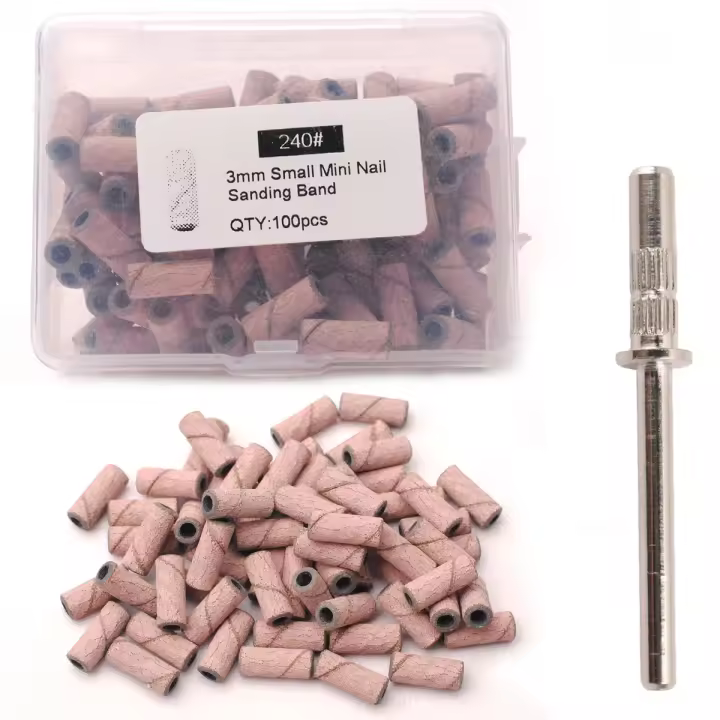 Kit De 100 Piezas De Bandas De Pulido Mini Para Uñas Con Mandril Y Brocas Eléctricas Accesorios De Manicura Herramienta Para Eliminar Piel Muerta - 1