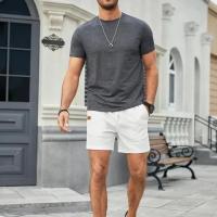 Shorts De Entrenamiento Para Hombres Verano 2024 Color Sólido Algodón Lino Transpirable Pantalones Sueltos Deporte Al Aire Libre - details 10