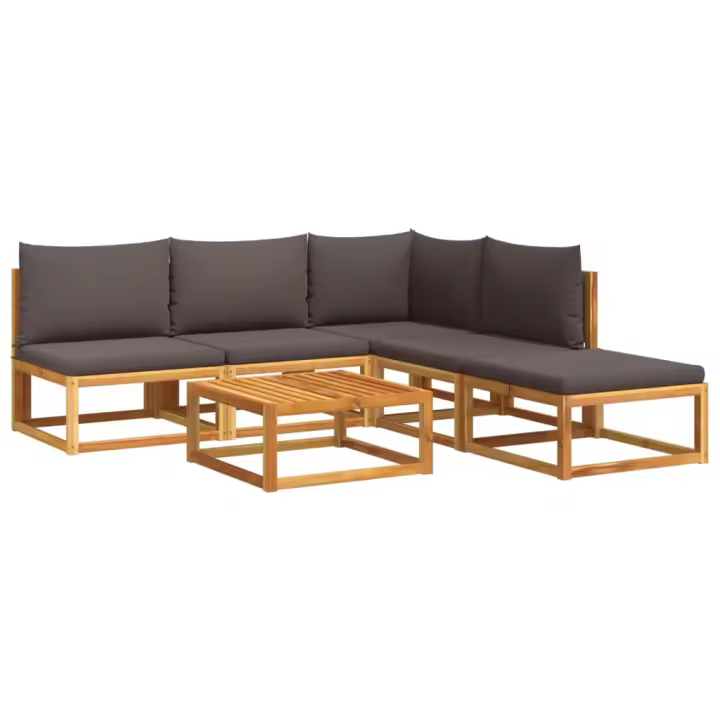 vidaXL Set de sofás de jardín con cojines 6 pzas madera maciza acacia - 1