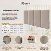 DHOME Cabecero Tapizado Tela Aqualine Premium Antimanchas Diseño Modular Vertical Autoadhesivo Altura 135cm - details 2