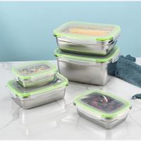 Caja De Almuerzo Aislante De Acero Inoxidable 304 Con Tapa Sellada Y Antigrasa Caja De Frutas Y Dumplings Para Almacenamiento En Refrigerador - details 9