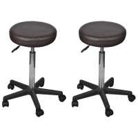 vidaXL Taburetes de oficina 2 uds cuero sintético en color Negro/Marrón/Blanco y más | cómodas modernas ergonómicas para comedor cocina salón hogar - details 1