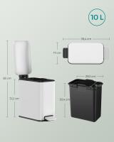 Cubo de Basura de 10 litros para Baño con Pedal - Compacto para Espacios Pequeños, Cierre Suave, Acero Inoxidable, Disponible en Blanco, Negro y Plata - details 6