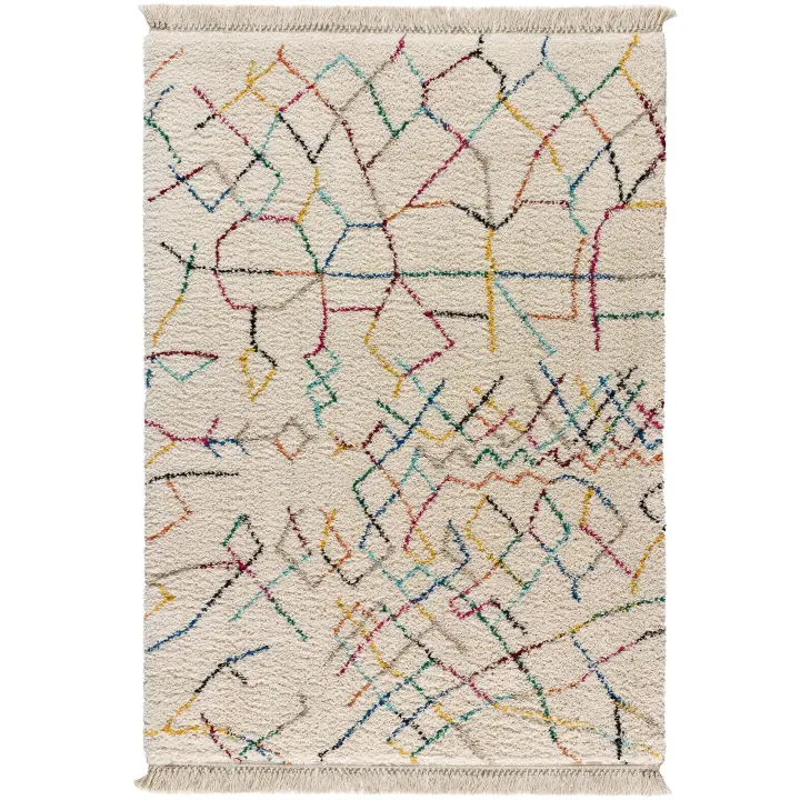 ATTICGO Alfombra de Interior Estilo Geométrico en Blanco - Yebel 807 | 80X150, 120X170, 135X190, 160X230, 200X290 cm - 1