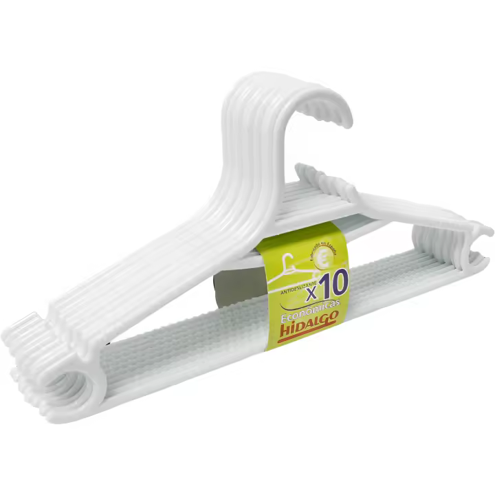 LILI HOME Pack de Perchas Económicas Blancas para Adultos 39  x 18 cm. Cada percha está fabricada con plástico resistente y cuenta con un diseño antideslizante, ideal para asegurar que la ropa se mantenga en su lugar sin dejar marcas ni arrugas. - 1