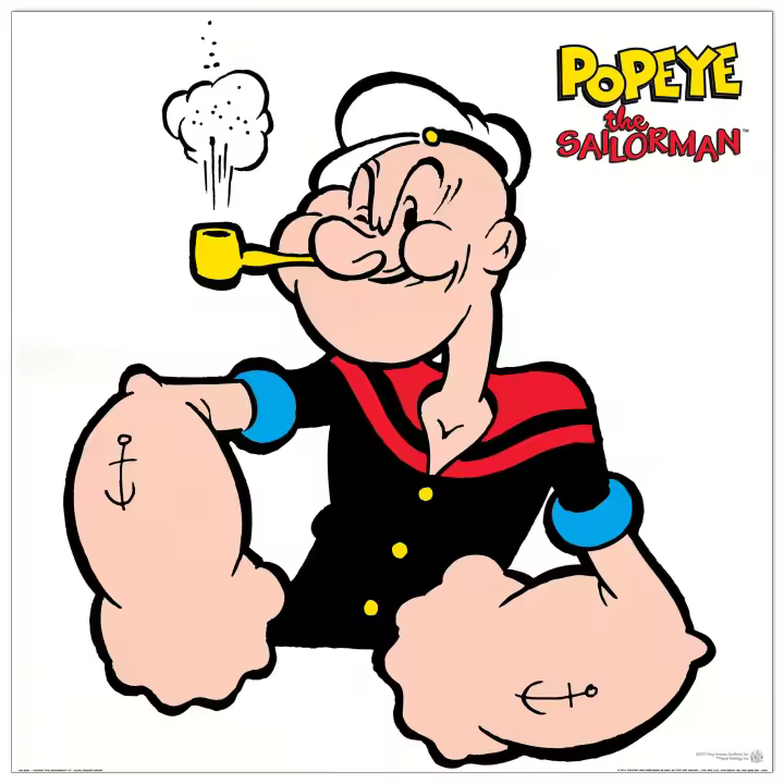 Decorative Panel de dibujos animados, Lilo para Colgar. SEGAR - Popeye El Sailorman II - Cm 70x70 - 1