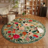 Carpetas Redondas Cómodas De Estilo Pastoral Europeo Alfombra Decorativa Bohemia Floral Colorida Antideslizante Para Baño Y Puertas - details 6