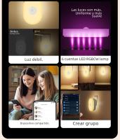 Lámpara De Pared Inteligente LED WiFi Tuya Con Sensor De Movimiento PIR Luz Nocturna Blanca Cálida Y RGB Control Remoto Por App Compatible Con Alexa Y Google Home - details 11