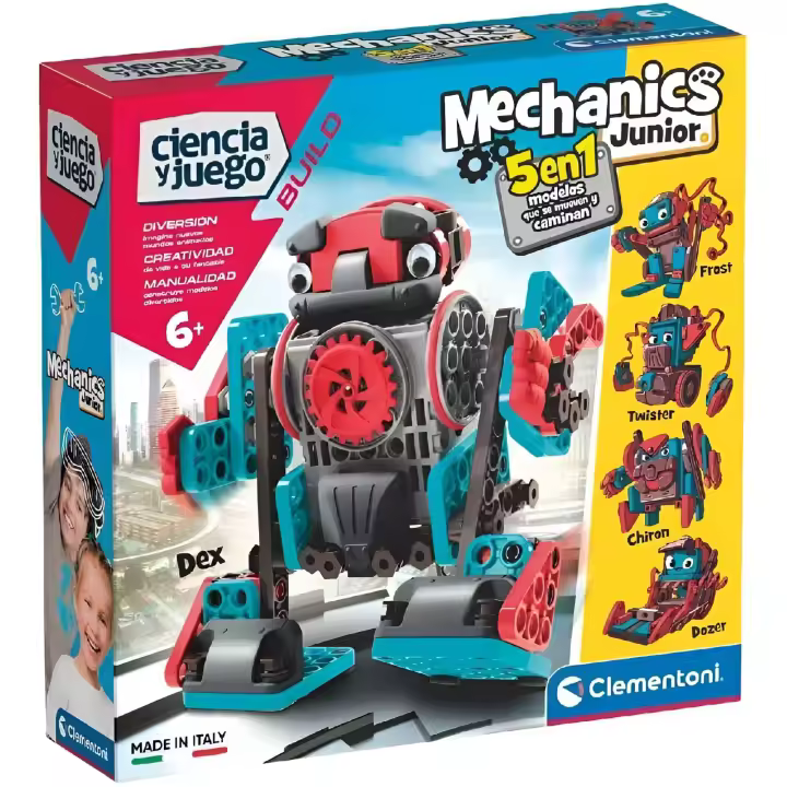 Clementoni- Mechanics Junior-Robots Construcciones niños, Multicolor, Talla única (55473), versión en español - 1