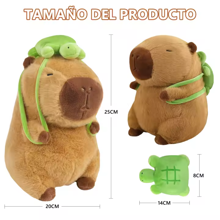 EasySpeed Peluche de Capybara, Peluche de Capibara para niños, Carpincho con Mochila de Tortuga, Peluche de Kapibara de Regalo para niñas y niños (27 cm, 37cm, 55cm) - 1