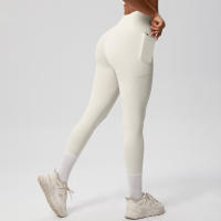 Mallas de beltada Alta para Mujer, pantalones de Yoga, Mallas con bolsillos, Push Up, ropa Deportiva para correr, pantalones de Color sólido - details 23