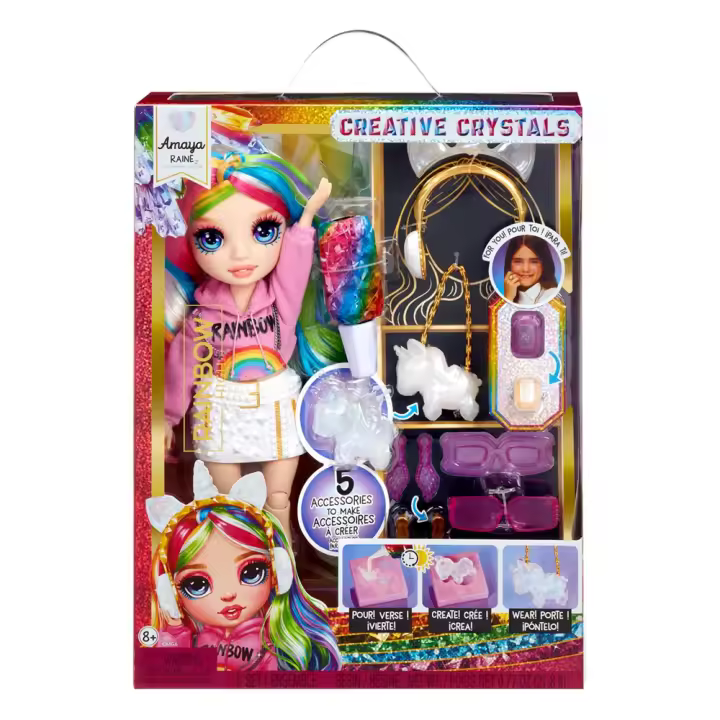 Muñeca Rainbow High Crystal Fashion Doll- Amaya 30 cm. Con 5 accesorios y un anillo para ti  (Mga 121411) - 1