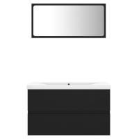 vidaXL Juego de muebles de baño madera de ingeniería negro - details 2