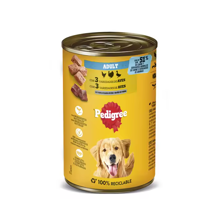 Pedigree Comida Húmeda para Perros Sabor Aves en paté Lata 12 x 800g - 1
