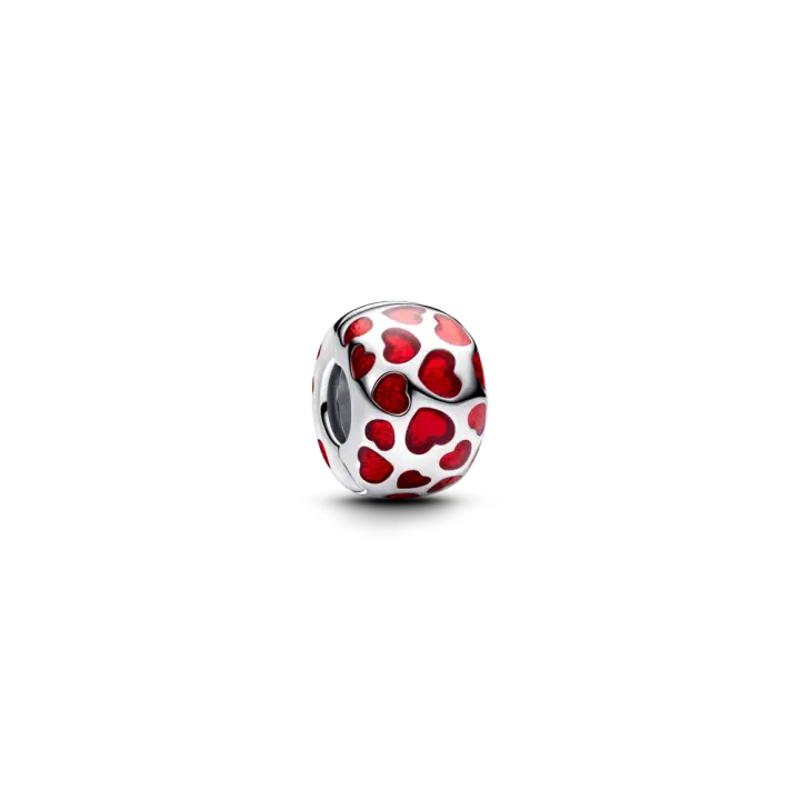 Charm Pandora de Clip Redondo Corazones Rojos - 1
