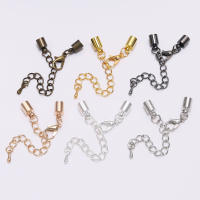 10pcs Trenzados De Cuero Con Punta De Trenzado Y Cierre De Langosta Para Colgantes De Joyería DIY Conectores De Cadena - details 1