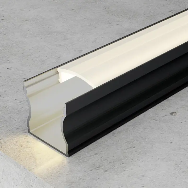 IluminaShop - Perfil de Aluminio U High para Tiras Lacado Negro 12V/24V 2 Metros - 1