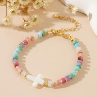 Pulsera Bohemia Para Mujer Con Concha Corazón De Melocotón Y Piedra Natural Ajustable Regalo Diario Estilo Bohemio - details 2