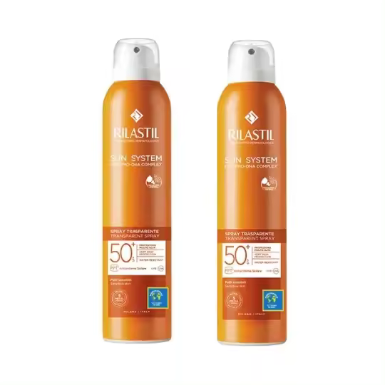 Rilastil Sun System Duplo Spray SPF50+ Spray Fotoprotector Wet-skin Transparente, Pulverización Continua Y Multi-posición - 1
