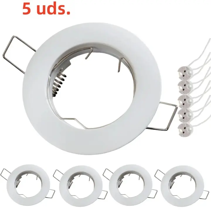5Pcs Luz De Punto LED Recargada Con Soporte Redondo Y Porta Lámpara MR16 Fijación En Techo 60mm Para Vestíbulo Y Salón - 1