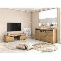 Skraut Home - Set modelo Naturale, para Salón Comedor, Mueble Auxiliar,  Conjunto de muebles compuesto por 1 Buffet y 1 Mueble tv,  fabricados en Melamina color Roble/Negro Nórdico - details 1