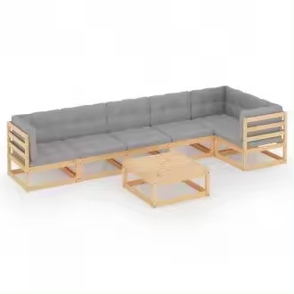 VIDAXL 3076619 juego de muebles para jardín de 7 piezas modulares en acabado madera y gris - 1