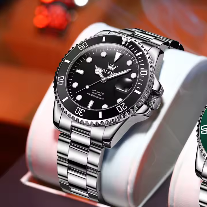Reloj Mecánico Para Hombre OLEVS 6650 Resistente Al Agua Luminoso Con Fecha Estilo Clásico Y Moda De Buceo Material De Acero Inoxidable - 1