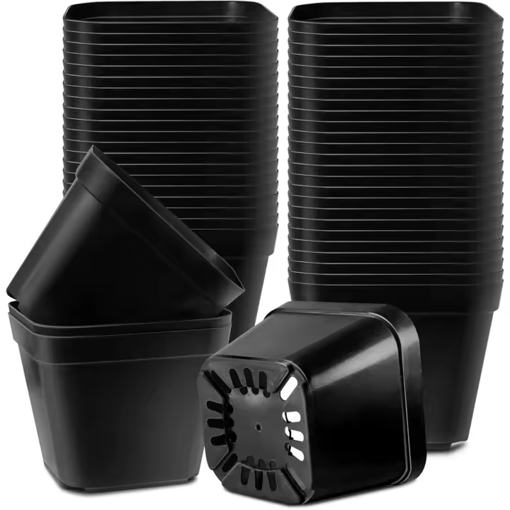 SOMY Macetas para plántulas, 10 cm, 100 piezas de macetas para viveros, macetas cuadradas de plástico reutilizables/macetas para plántulas/macetas para trasplantar/macetas para plantar en interiores y exteriores - 1