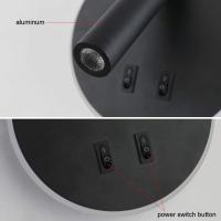 Bedside Lamp LED Wall Lamp Indoor Hotel Wall Lamps Bedside Corridor Wall Lamp with Switch Black 10W (Round) - details 1