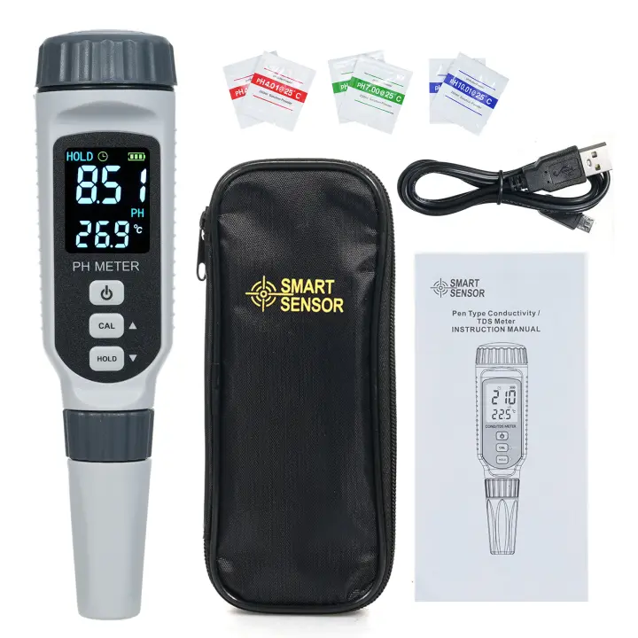 Medidor De pH Digital SMART SENSOR PH828+ Impermeable Para Prueba De Calidad Del Agua Adecuado Para Bebida Piscina Y Hidroponía - 1