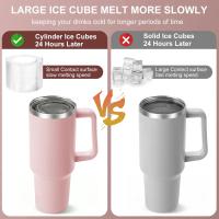 Bandeja de silicona para Cubitos de Hielo con tapa para Vaso Stanely, Moldes para Vagos de Hielo, bandejas cilíndricas de silicona para freezador, sin BPA, Aptas para lavavajillas (Rosa) - details 3