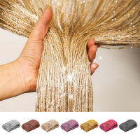 Cortina De Puerta Con Linterna Glitsher En Plata Para Bodas Y Fiestas Divisoria De Habitación Con Ribete Brillante Y Borla Decoración De Ventana Tipo Romanera Material Poliéster 100% - details 0