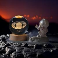 Lámpara De Noche De Cristal Saturno 1pc Con Base De Madera Y Puerto USB Decoración De Ambiente Para Dormitorio Regalo De Fiestas Luz De Mesa - details 4