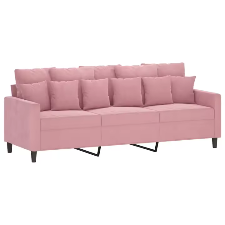 vidaXL Sofá de 3 plazas terciopelo rosa 180 cm - 1