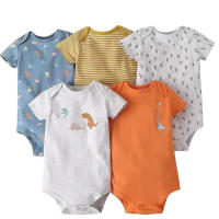 Nueva ropa de verano para bebés y niños pequeños, mono de pedo cruzado triangular de colores mixtos, ropa para gatear para bebés, conjunto de cinco piezas - details 11