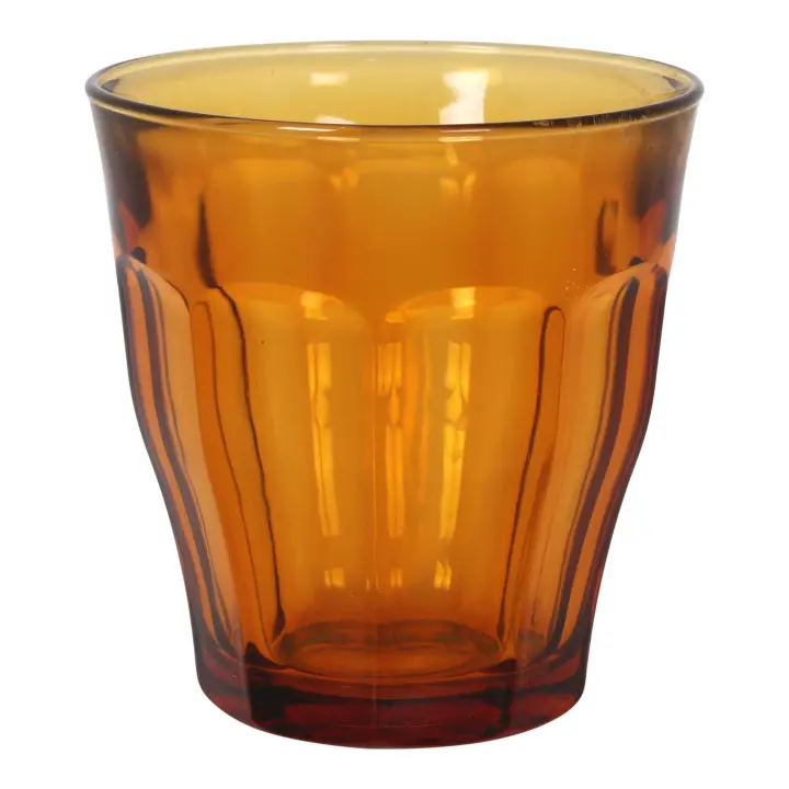 Duralex - Set de 6 Vasos de Vidrio Ámbar Picardie 25cl - Set de Vasos para Bebidas Frías y Calientes, Aptos para Lavavajillas - 1